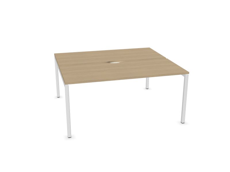 Biroja galdu sistēma NOVA U, D1 - balināts ozola melamīns, E - balts, 1600x1440