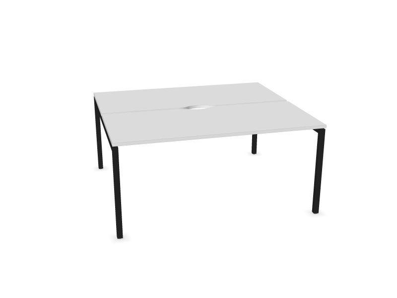 Biroja galdu sistēma NOVA U, M1 - balts melamīns, A - Melns, 1600x1440