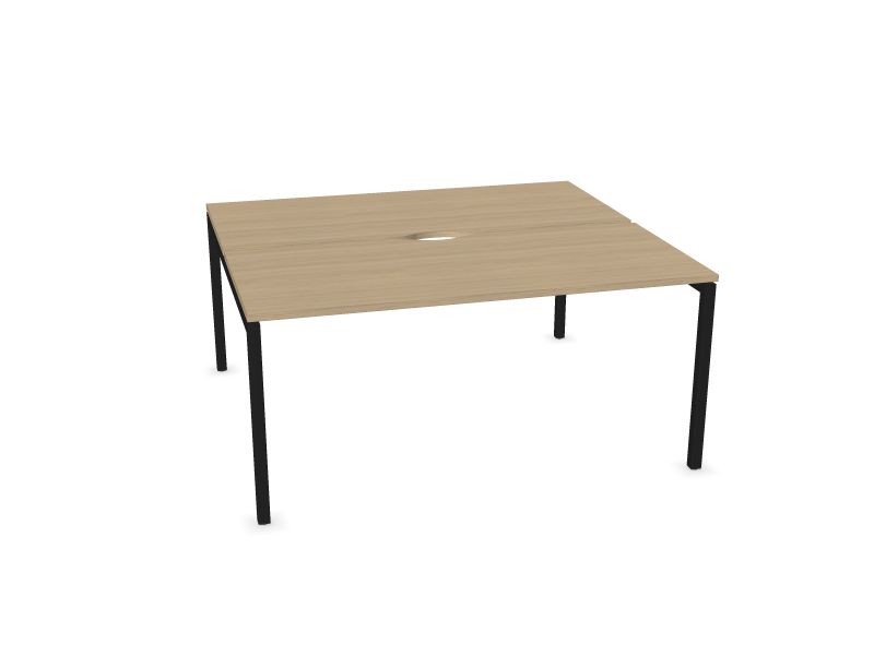 Biroja galdu sistēma NOVA U, D1 - balināts ozola melamīns, A - Melns, 1600x1440