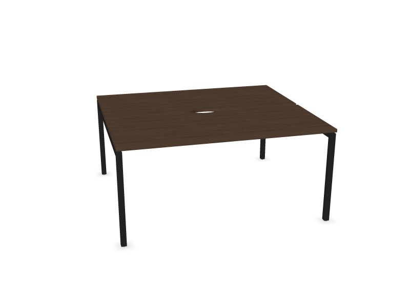 Biroja galdu sistēma NOVA U, D4 - tumšs melamīna valrieksts, A - Melns, 1600x1440