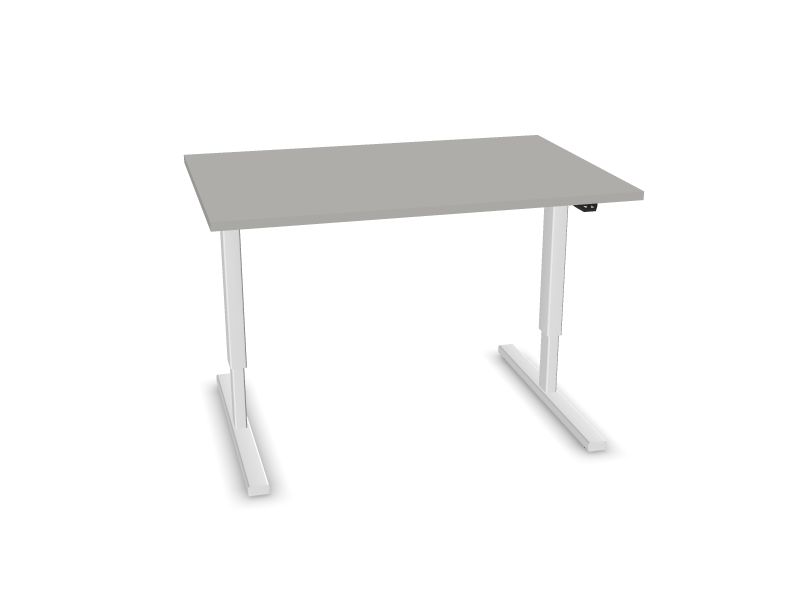 EASY. Desktop colour - Pearl grey. Frame and leg colour - White.