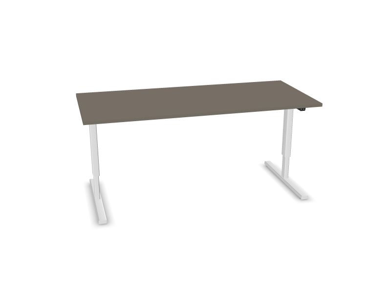 EASY. Desktop colour - Cubanit grey. Frame and leg colour - White.