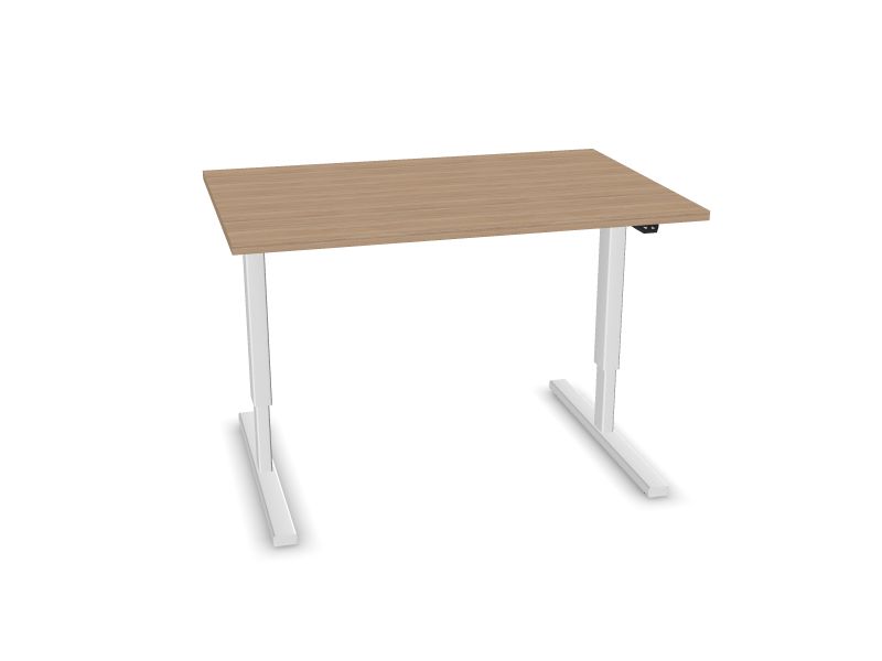 EASY. Desktop colour - Amber oak melamine. Frame and leg colour - White.