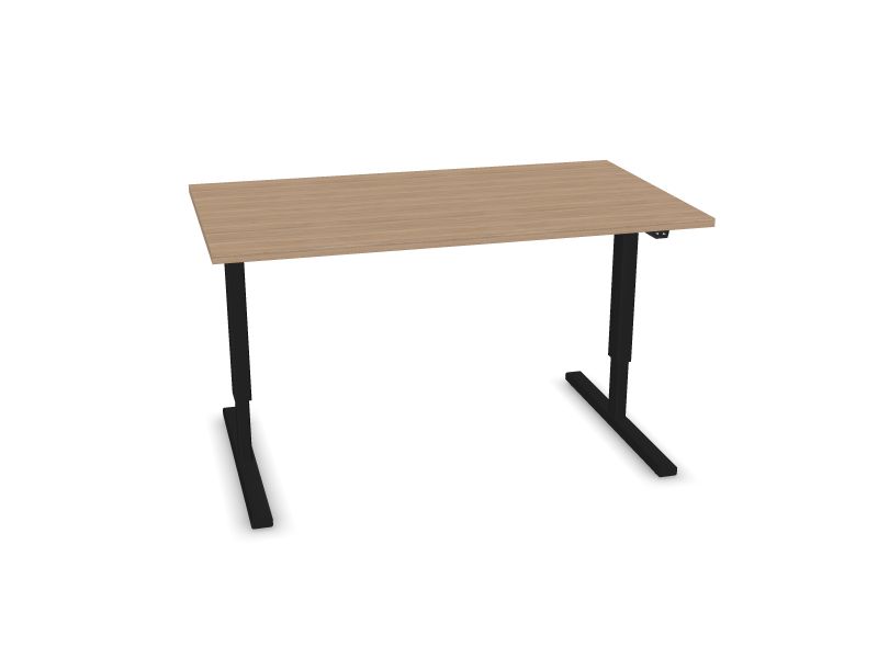 EASY. Desktop colour - Amber oak melamine. Frame and leg colour - Black.