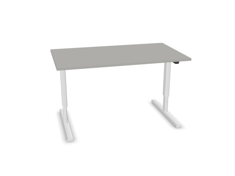 EASY. Desktop colour - Pearl grey. Frame and leg colour - White.
