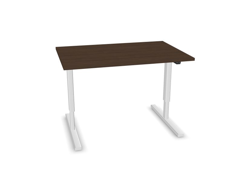 EASY. Desktop colour - Dark walnut. Frame and leg colour - White.