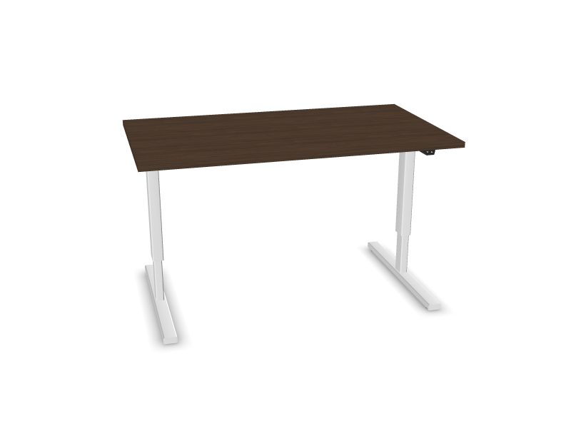 EASY. Desktop colour - Dark walnut. Frame and leg colour - White.