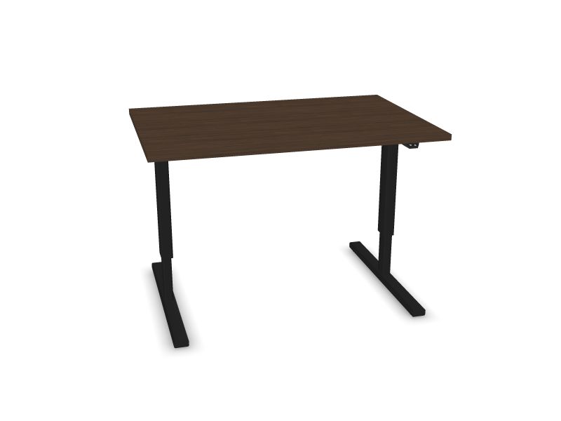EASY. Desktop colour - Dark walnut. Frame and leg colour - Black.