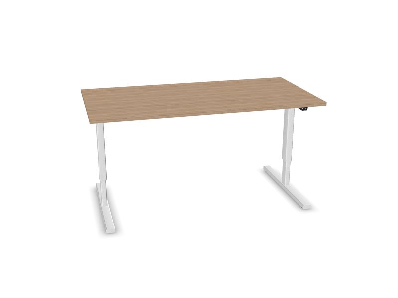 EASY. Desktop colour - Amber oak melamine. Frame and leg colour - White.