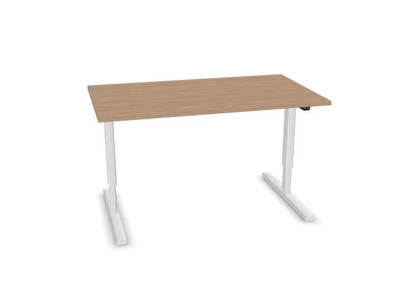 EASY. Desktop colour - Amber oak melamine. Frame and leg colour - White.
