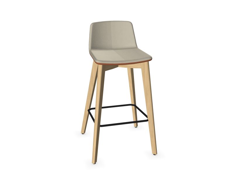 TWIST&SIT High wood base chair, W2 - Ash stained light grey, DS6 - Ivory