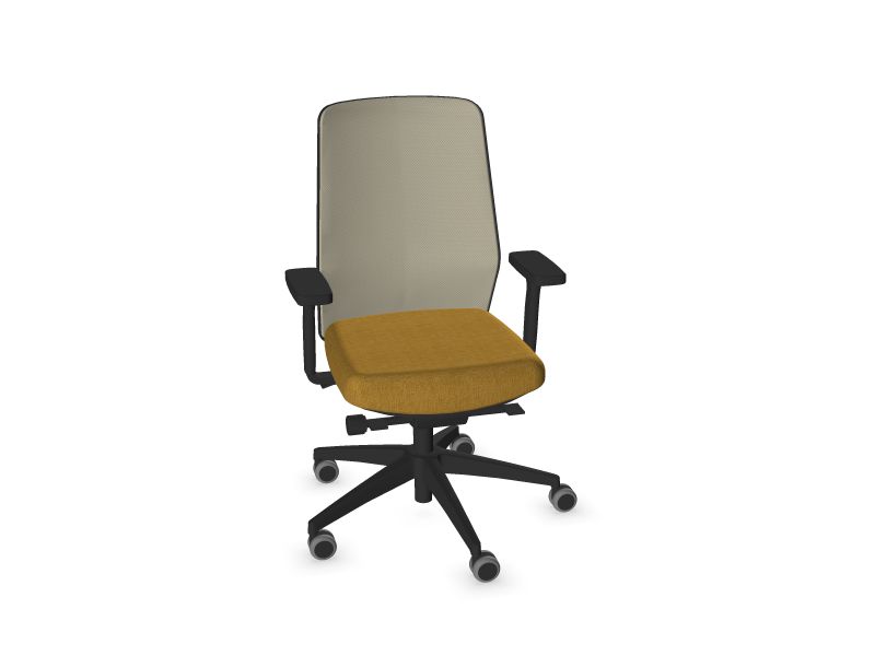 SURF. Frame colour - Black. Star colour - Black. Seat colour - Mustard. Backrest colour - Cotton grey.