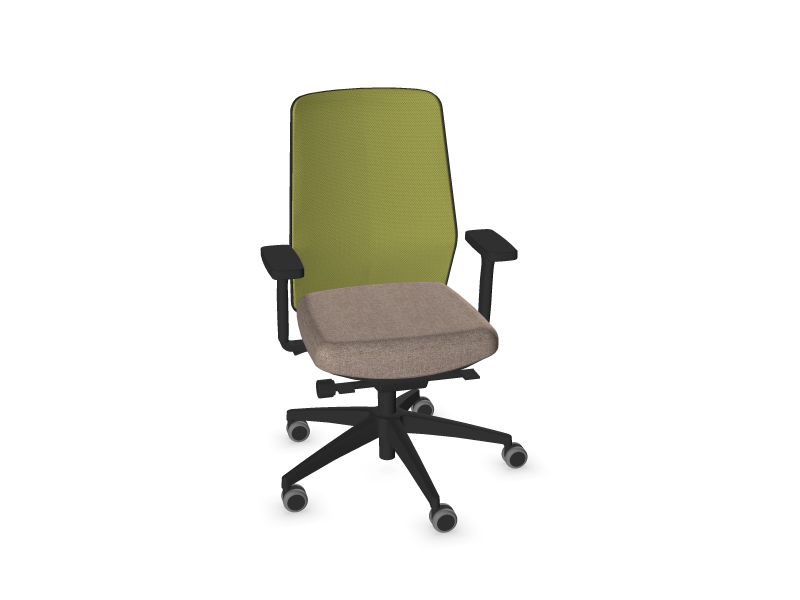 SURF. Frame colour - Black. Star colour - Black. Seat colour - Light brown. Backrest colour - Lime green.