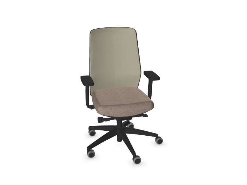 SURF. Frame colour - Black. Star colour - Black. Seat colour - Light brown. Backrest colour - Cotton grey.