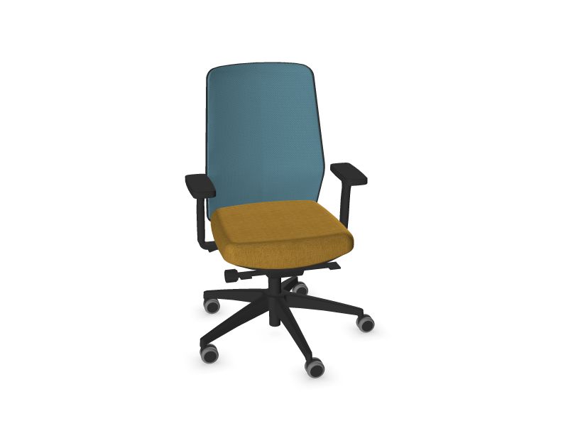 SURF. Frame colour - Black. Star colour - Black. Seat colour - Mustard. Backrest colour - Ocean blue.