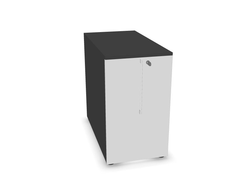 Skapis ar atvilktni BOXI, M1 - balts melamīns, 800x420x740, N1 - tumši pelēks melamīns