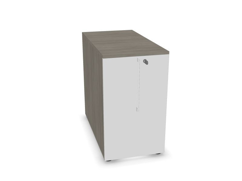 Skapis ar atvilktni BOXI, M1 - balts melamīns, 800x420x740, D5 - pelēks melamīna koks