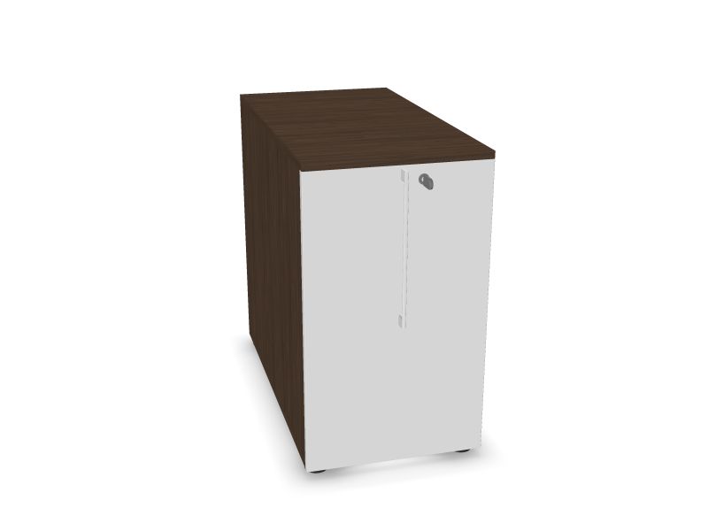 Skapis ar atvilktni BOXI, M1 - balts melamīns, D4 - tumšs melamīna valrieksts, 800x420x740