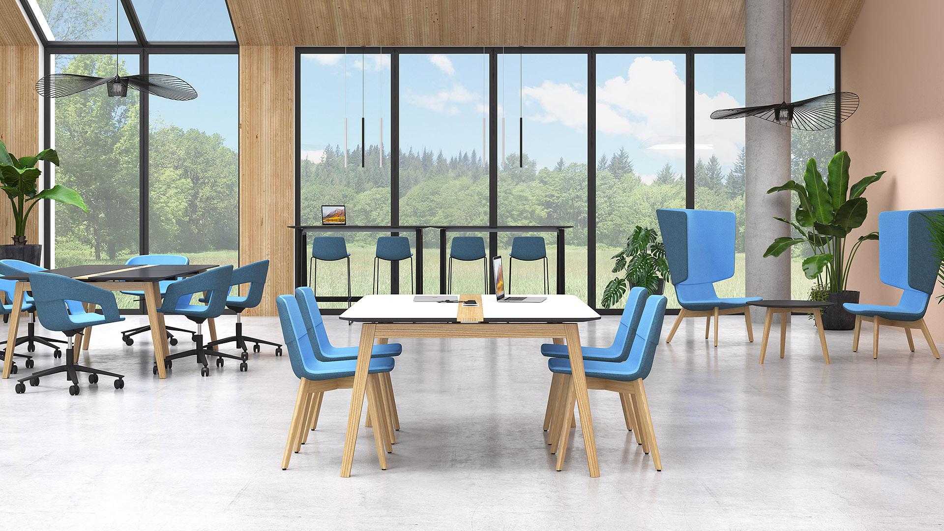 TWIST&SIT High wood base chair, W2 - Ash stained light grey, DU1 - Dark brown